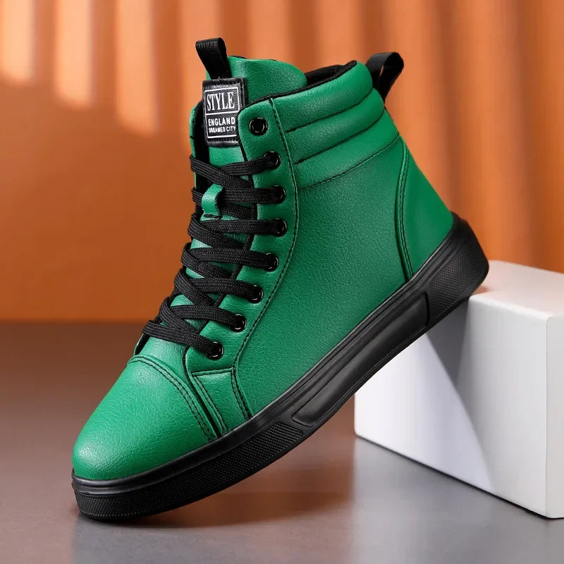 2025 Spring Fashion Red Men's Sneakers High Top Skateboarding Shoes for Men Women Comfortable Unisex Leather Sneakers Size 35-46