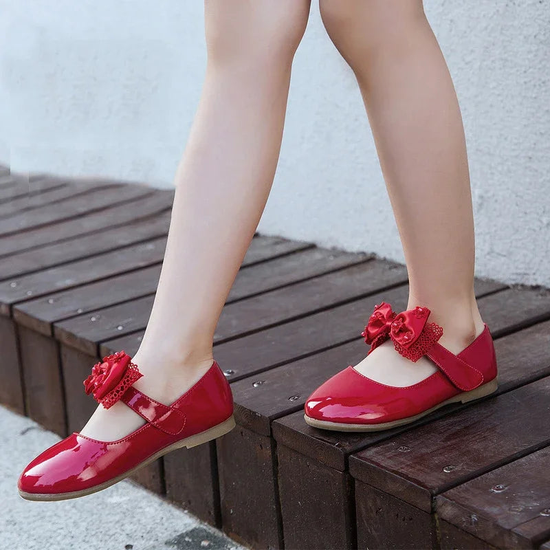 Baby Girls Shoes Kids Wedding Party Shoes Little Girls Patent Leather Shoes Flower Princess Shoes for Dance Red White Black