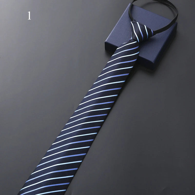 Lazy Zipper Jacquard Men's Tie Business Formal Wear Black Cravat Necktie Accessory Wedding Party Gift Fashion Daily Wear 48x8CM
