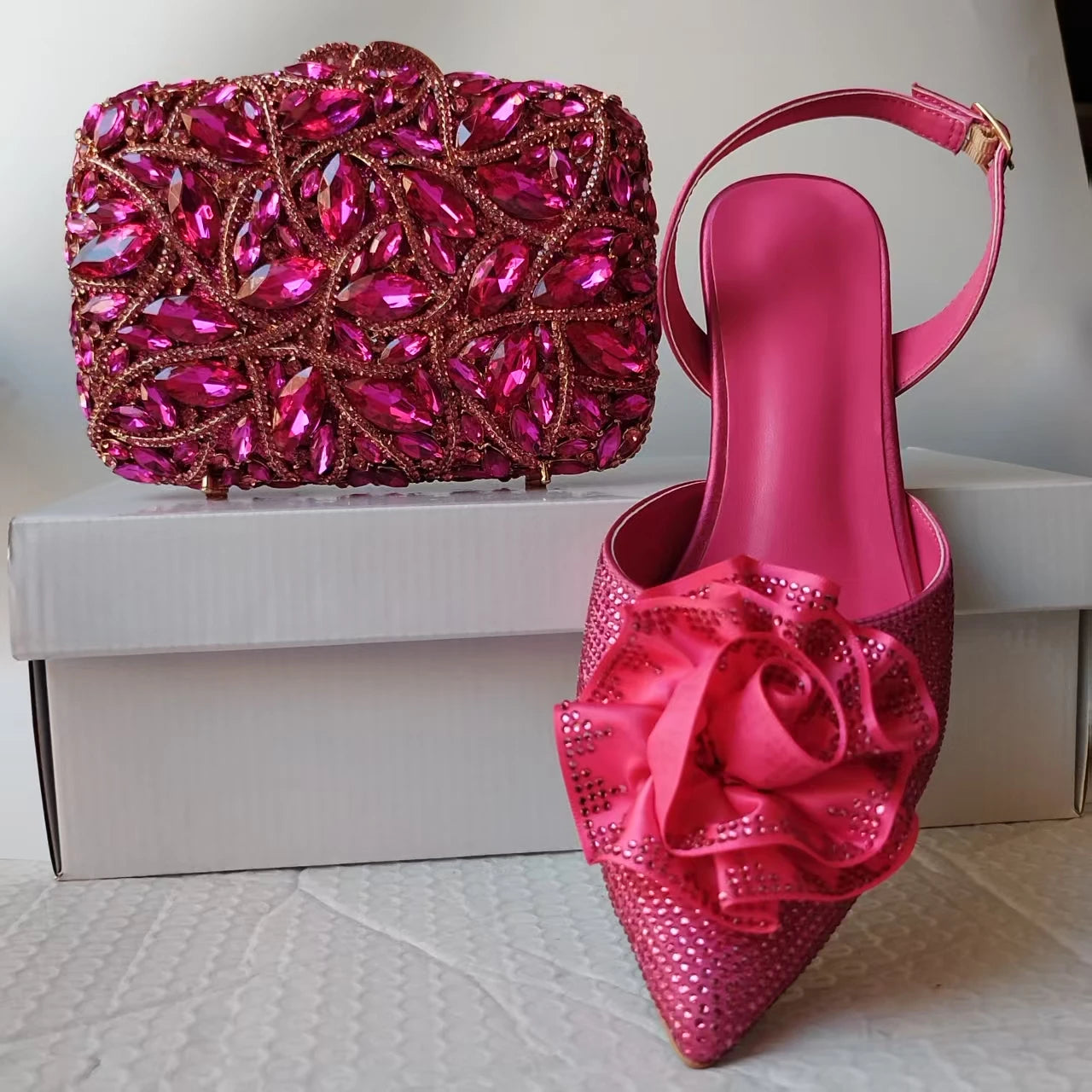 INSIGHTLINK Purple High Heels sandals and Bag Women Gems Dress Shoes Wedding stiletto Sandals Lady Bride high-heeled Stone Shoes