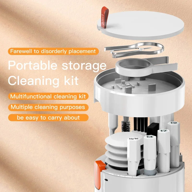 20 in 1 Laptop Keyboard Cleaning Tool Set Digital Camera Headset Mobile Phone Cleaner Kit Earphones Cleaning Pen Keycap Puller
