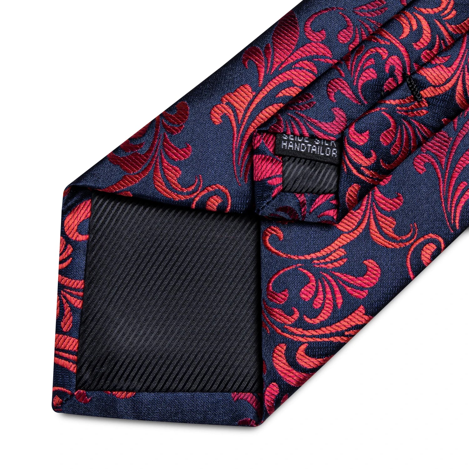 Men's Floral Red 8cm Ties Handkerchief Cufflinks Metal Ring Brooch Pin 5 Pcs Set Wedding Party Suits Accessory Gift for Husband