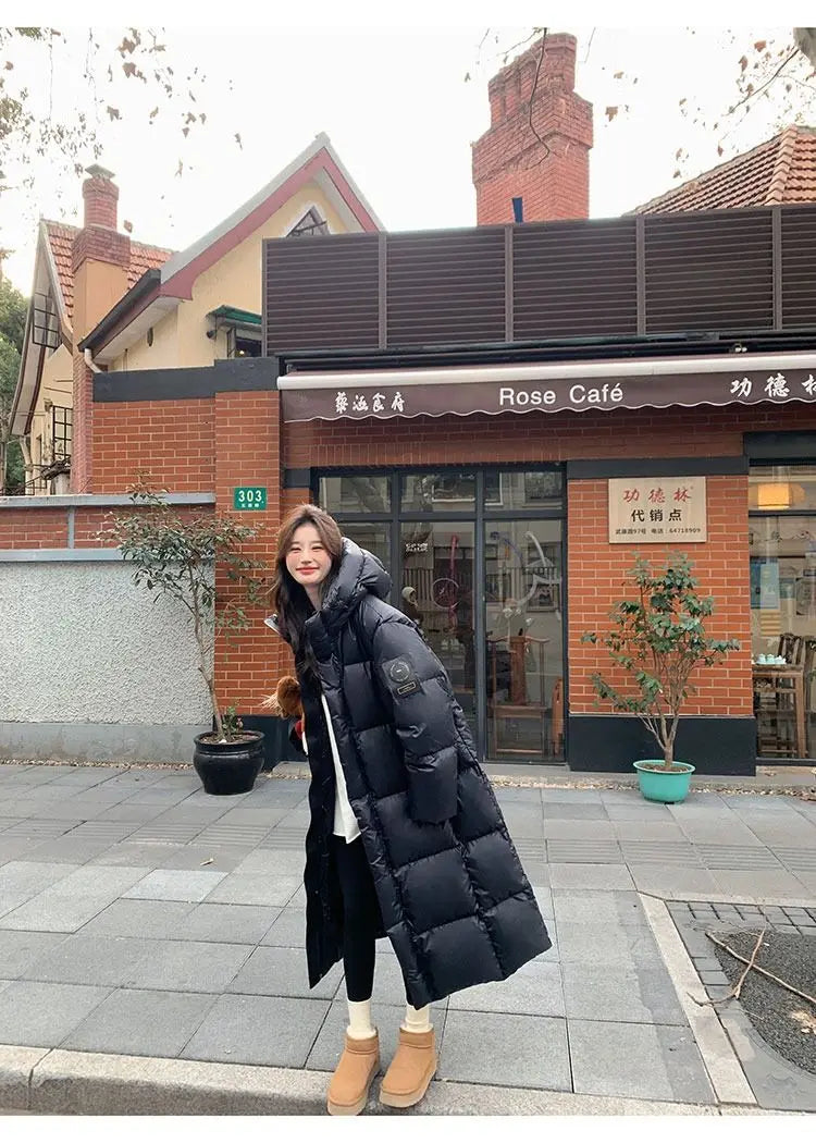 Winter Women Clothing Warm Long Parka Thick Over-the-knee Puffer Jacket Zipper Black Cotton-padded Coats Windproof Jackets New