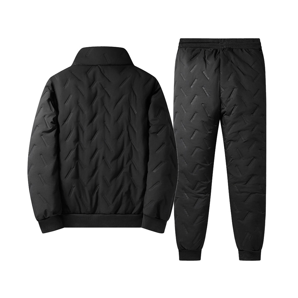 Winter Men'S Thick Solid Color Casual Zippered Pocket Sports Pants Velvet Warm Jacket Suitable For Outdoor Daily Wear