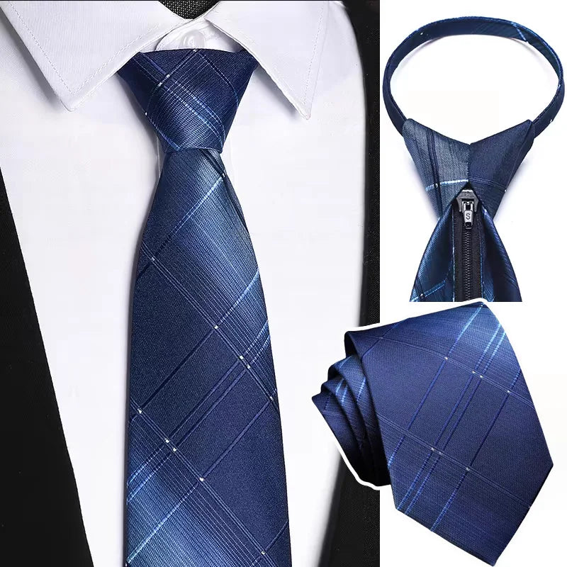 Lazy Zipper Jacquard Men's Tie Business Formal Wear Black Cravat Necktie Accessory Wedding Party Gift Fashion Daily Wear 48x8CM