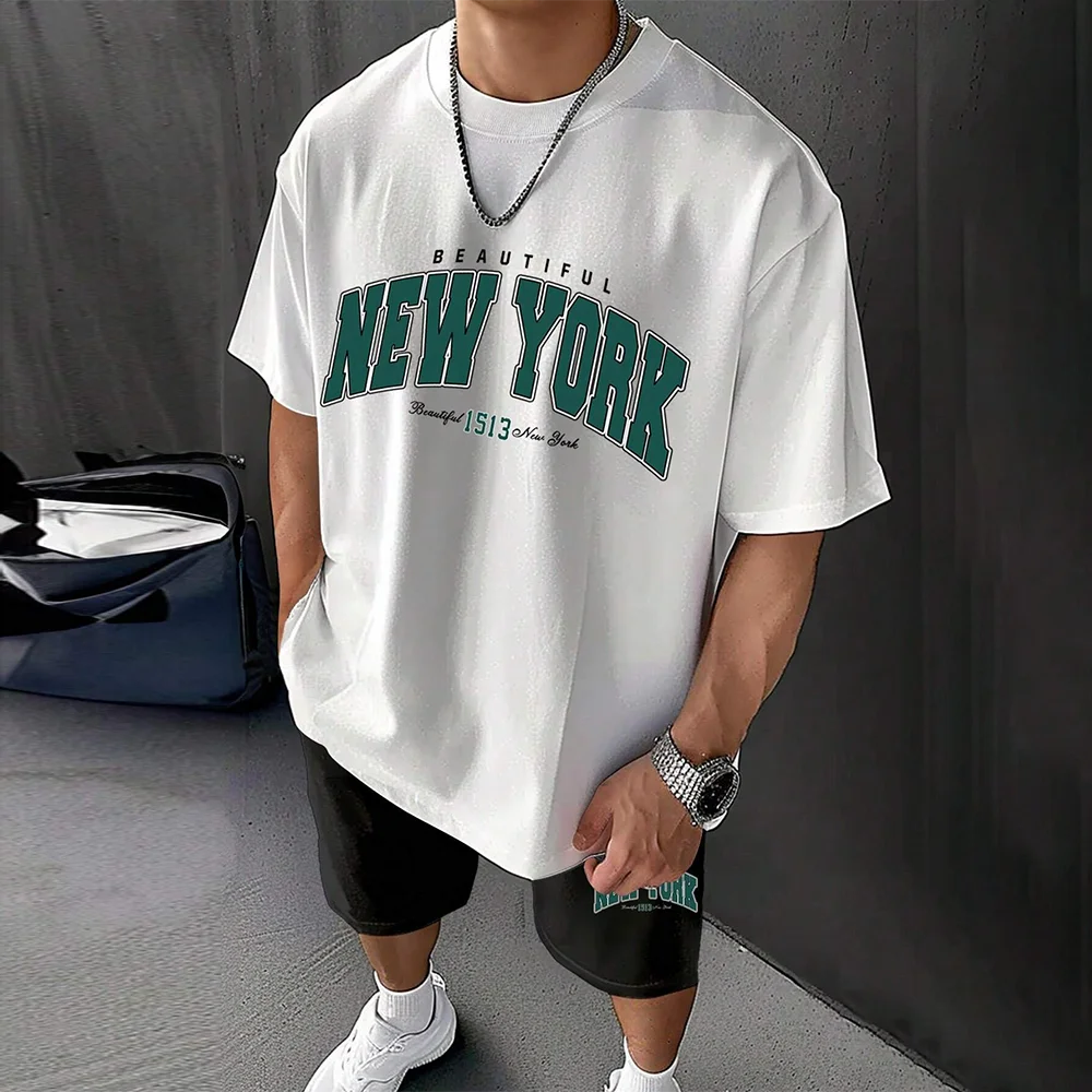 Men's Clothing Suits Summer Casual Breathable Refreshing Suit Print 3D Letters Oversized Fashion Men's Shirt Short Sleeve XS-6XL
