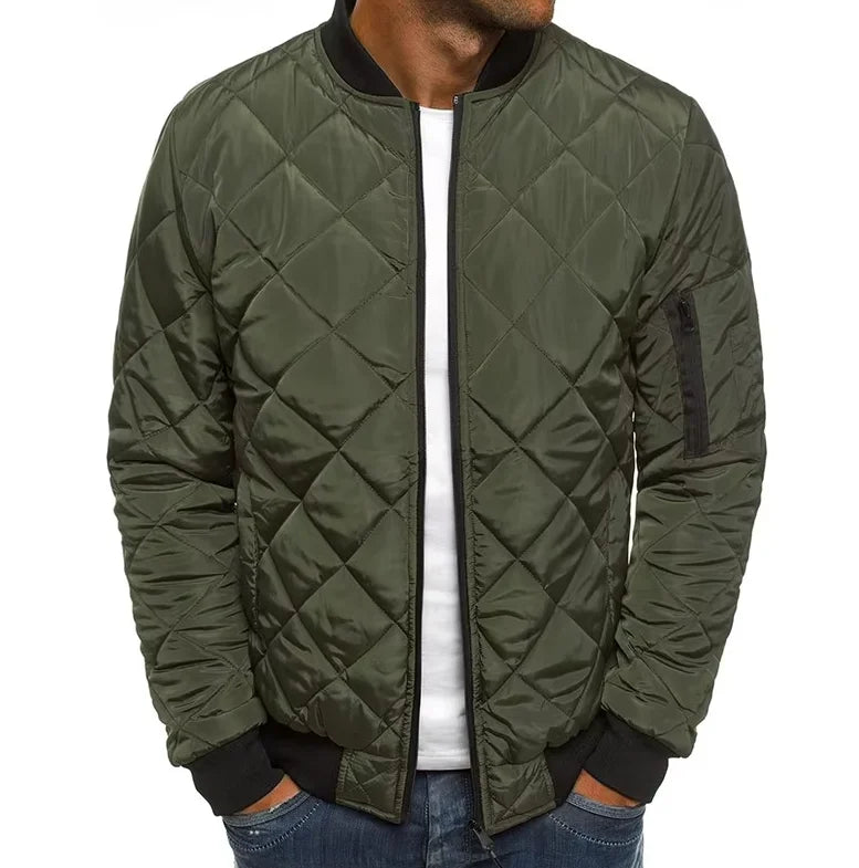 Winter New Jacket Men's Baseball Collar Mesh Pressed Lightweight  Jacket Vintage Flight Casual Long Sleeve