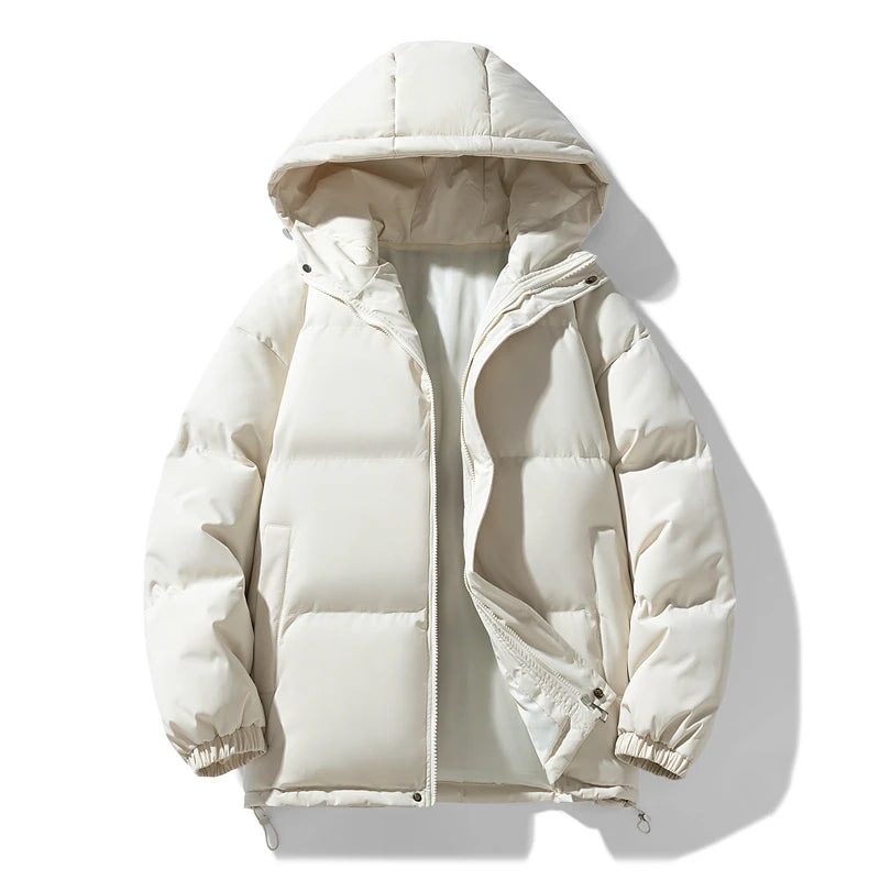 Men's Winter Thick Hooded Jacket - Warm Padded Coat, Youth Fashion Loose Fit Windproof Parka Outerwear