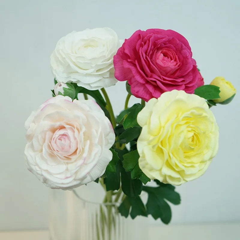 4Pc Hand Feel Moisturizing 3Heads Dew Lotus Artificial Real Touch Flowers Wedding Decor Bridal Bouquet Home Decoration Ornaments