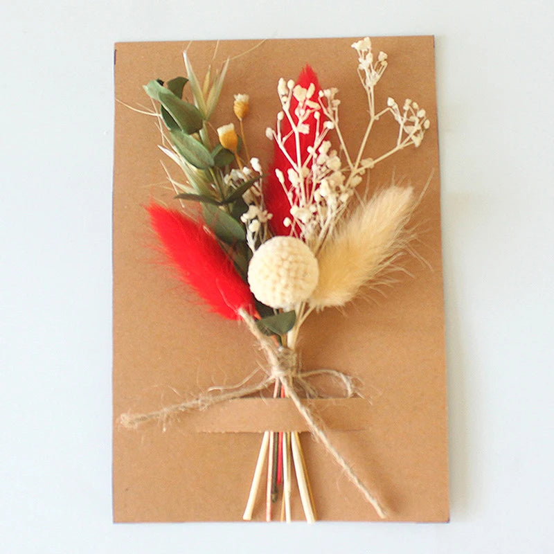 1pc Mini Natural Dry Flowers Bouquet Bridesmaid Boutonnieres Christmas Wedding Decor Valentine's Day DIY Floral Materials