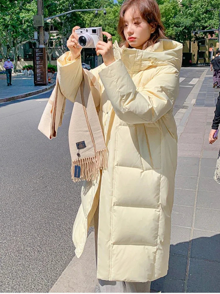 2025 Winter Women Jacket Coats Long Parkas Female Down Cotton Hooded Overcoat Thick Warm Jackets Windproof Casual Student Coat