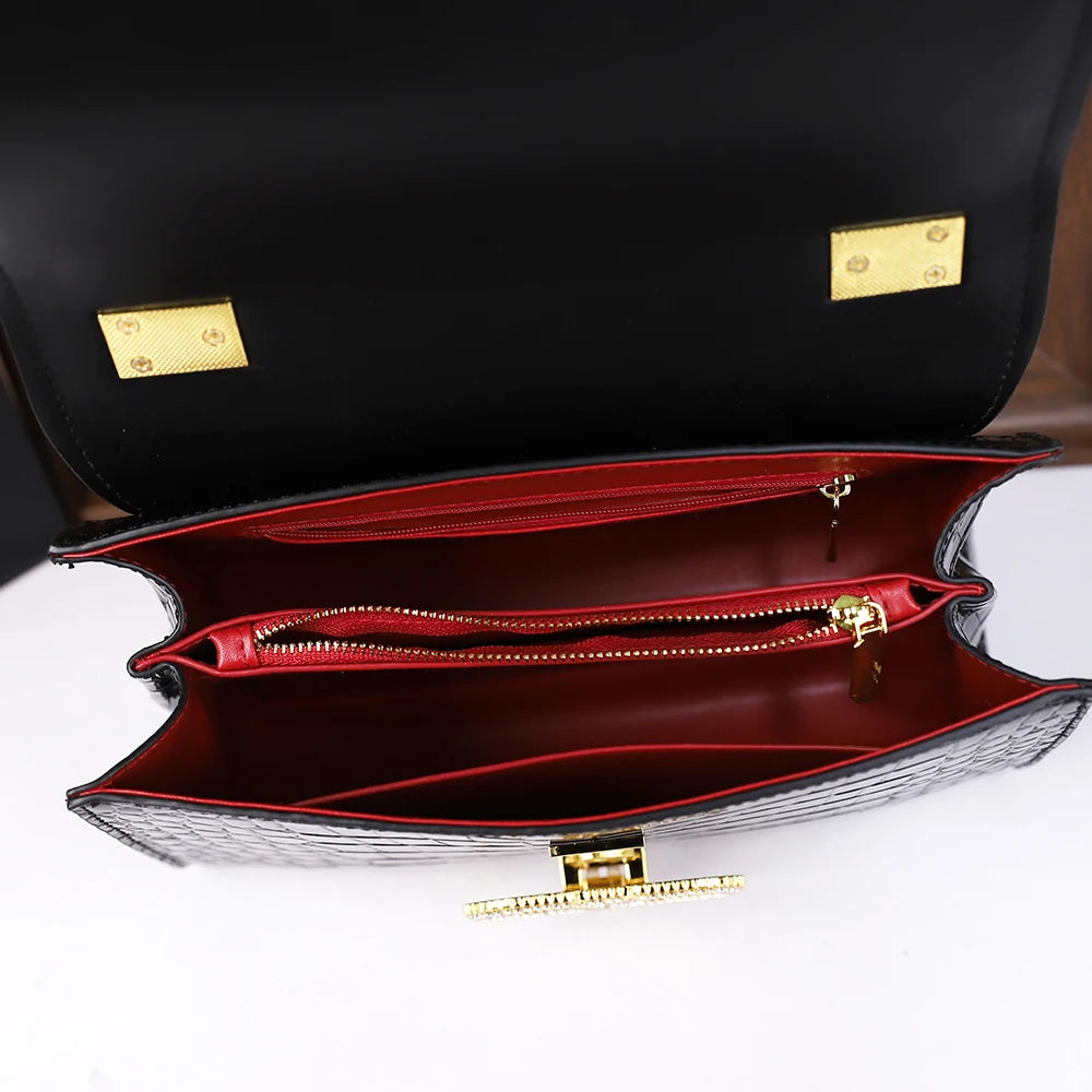 2025 New Fashion Crocodile Pattern Handbag High-End Sensation Unique Small Retro Shoulder Crossbody Bag Versatile Stylish Mini