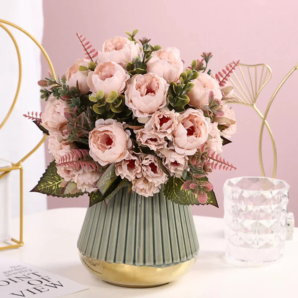 1pcs/30cm Rose Pink Silk Bouquet Peony Artificial Flower  Bride Wedding Home Decoration Artificial Flower Wedding Home Decor