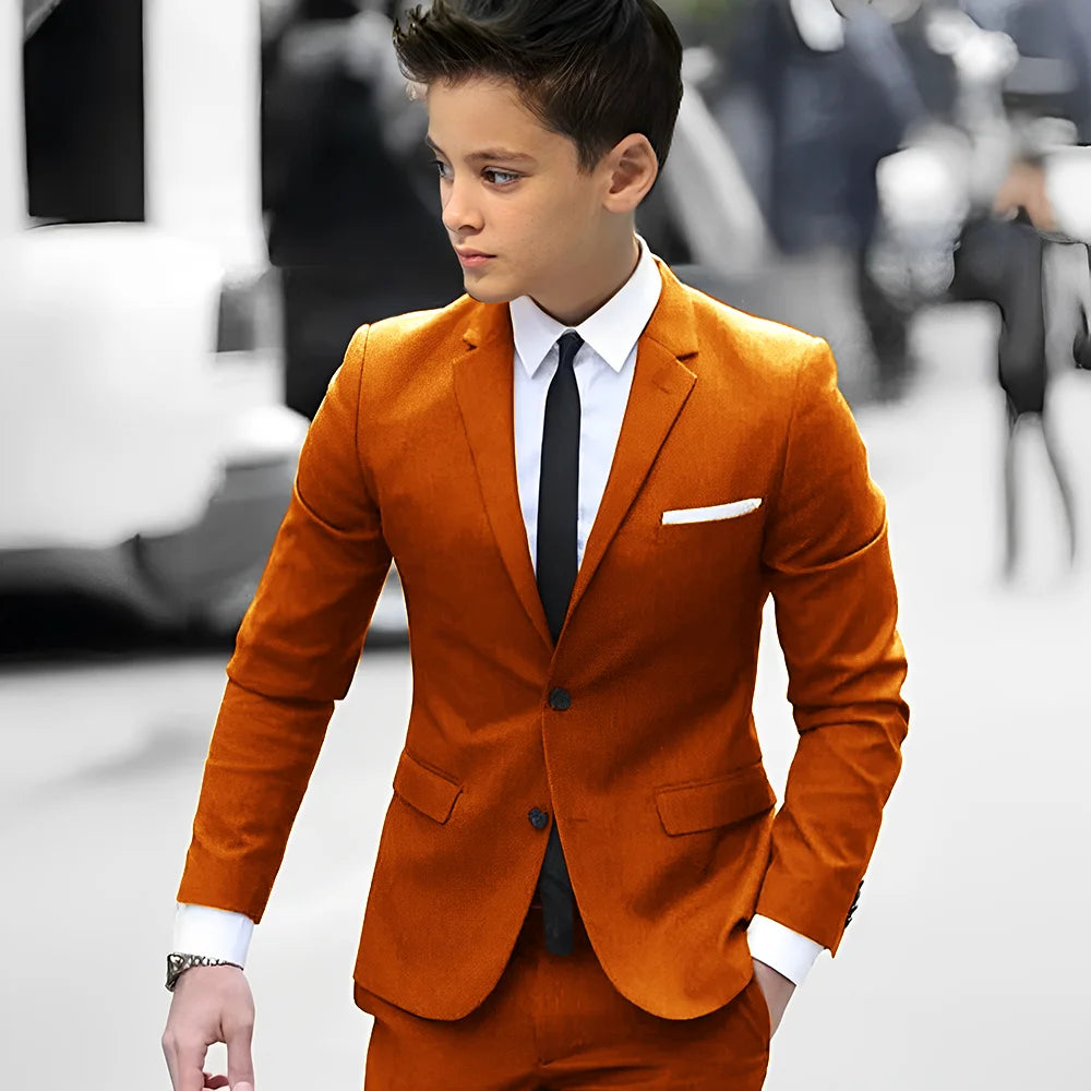 2 Piece Light Gray Boy Tuxedos For Wedding Notched Lapel Custom Kids Trim Fit Groomsmen Boy Suits