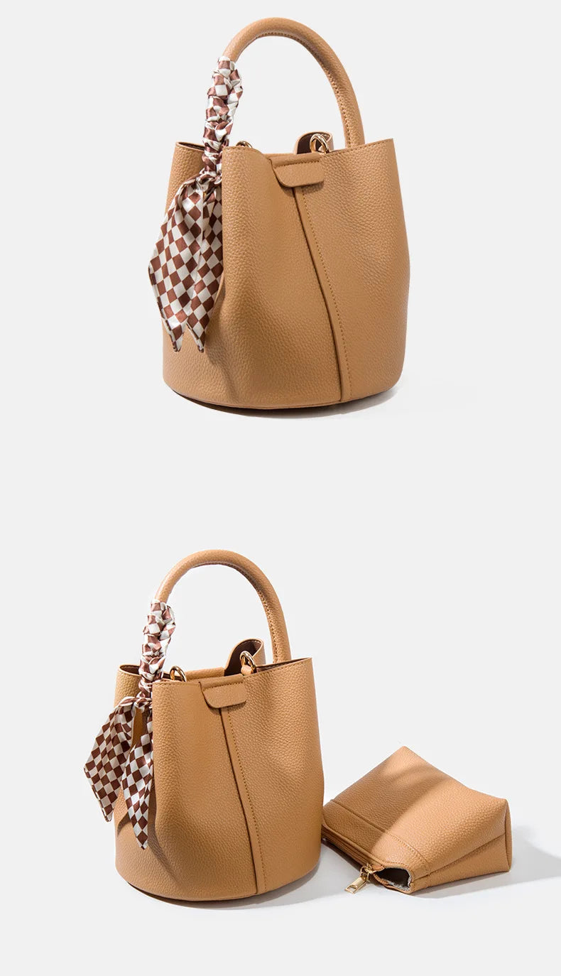 Luxury Top Handle Bag Women Crossbody Shoulder Bags Bucket Portable Tote Bag PU Leather Ladies Hand Bag Designer