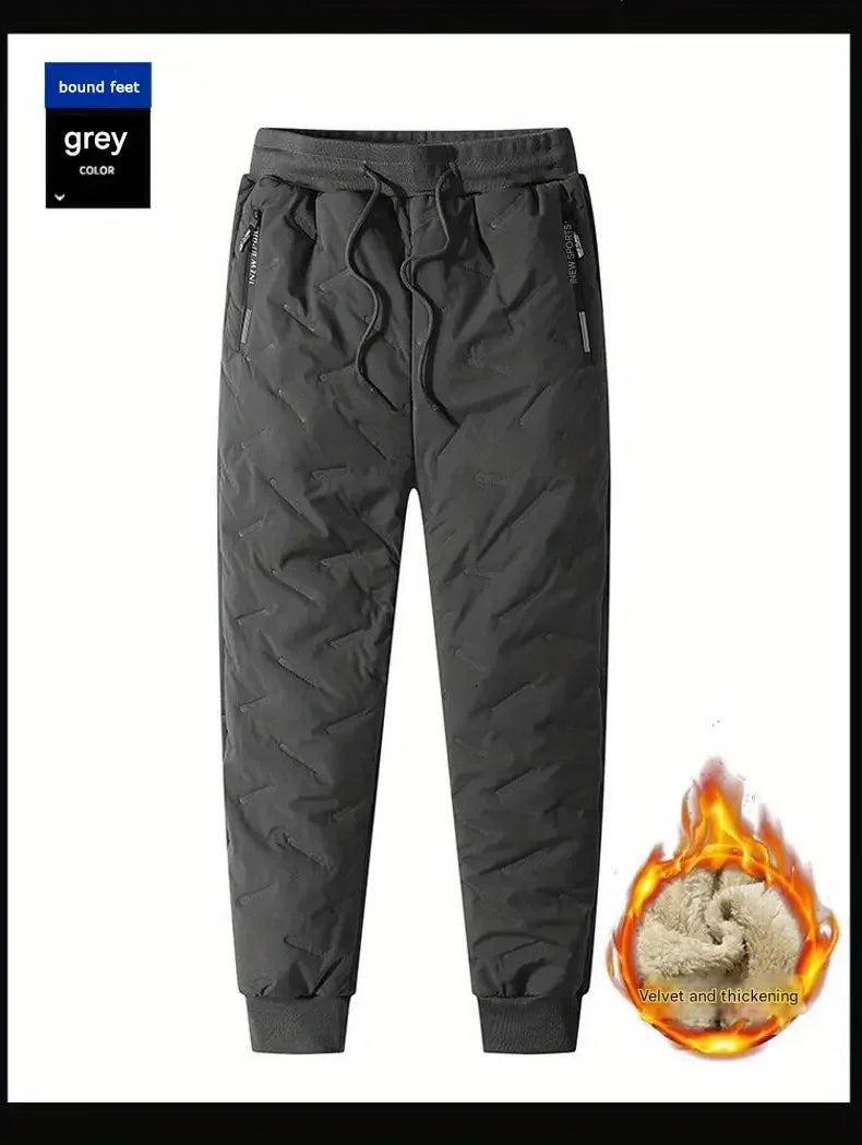 Winter Sweatwear Men Plush Thick Fleece Sweatpant Lambswool Thermal Trousers Casual Pants Waterproof Windproof Warm Cotton Pants