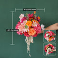 Flowers Artificial Decoration Orange Pink Series Rose Greens Floral Arrangement Bridal Bouquet for Wedding Event Decor J2601