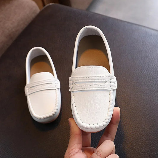 2025 Boys' Slip-On Oxford Loafers Spring Autumn Soft PU Leather Toddler Shoes Black White School Uniform Shoes for Kids