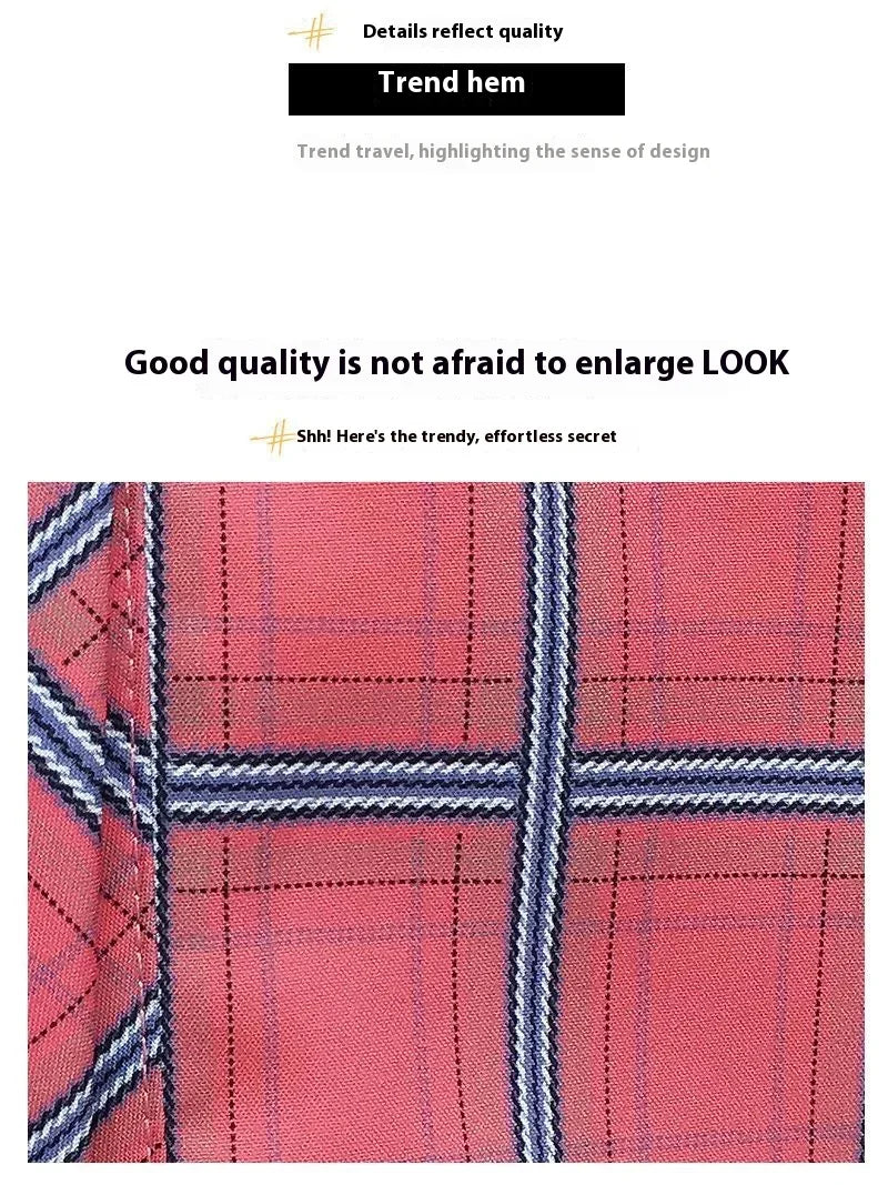 2024 Autumn New College Style Plaid Shirts Womens Long sleeve Button Down Casual Tops Loose Fashion Polo Neck Blouses