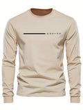 Men's Spring And Fall Fashion Casual Long-sleeved T-shirt Loose PARIS Letters Printed Pullover Round Neck Long Sleeve Sweatshirt