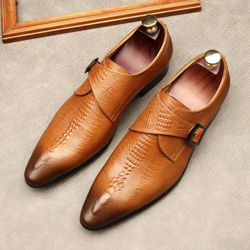 Men's Handmade Crocodile Pattern Oxford Shoes – Black & Blue Formal Loafers