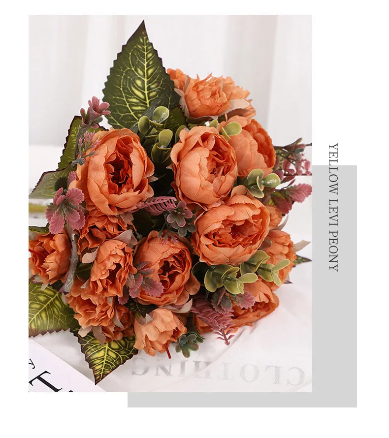 1pcs/30cm Rose Pink Silk Bouquet Peony Artificial Flower  Bride Wedding Home Decoration Artificial Flower Wedding Home Decor