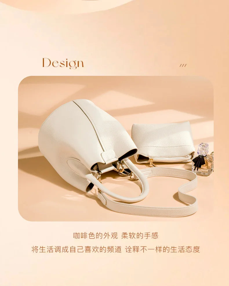 Luxury Top Handle Bag Women Crossbody Shoulder Bags Bucket Portable Tote Bag PU Leather Ladies Hand Bag Designer