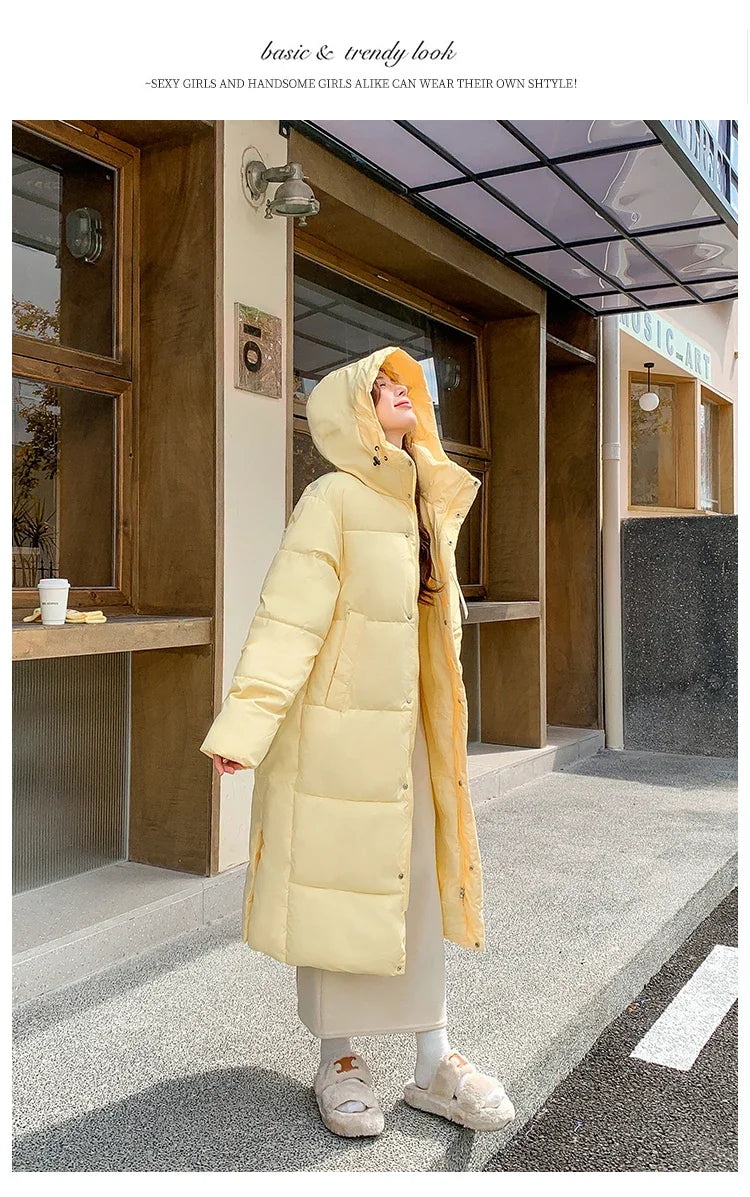 2025 Winter Women Jacket Coats Long Parkas Female Down Cotton Hooded Overcoat Thick Warm Jackets Windproof Casual Student Coat
