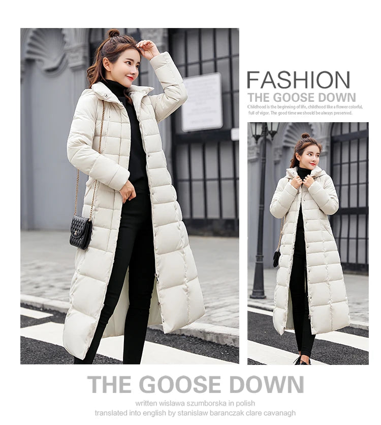 2025 Winter Women's Jacket Warm Fashion Comfortable Bow Belt Fox Fur Collar Clothes Long Dress Office Casual Women's Thick Coat