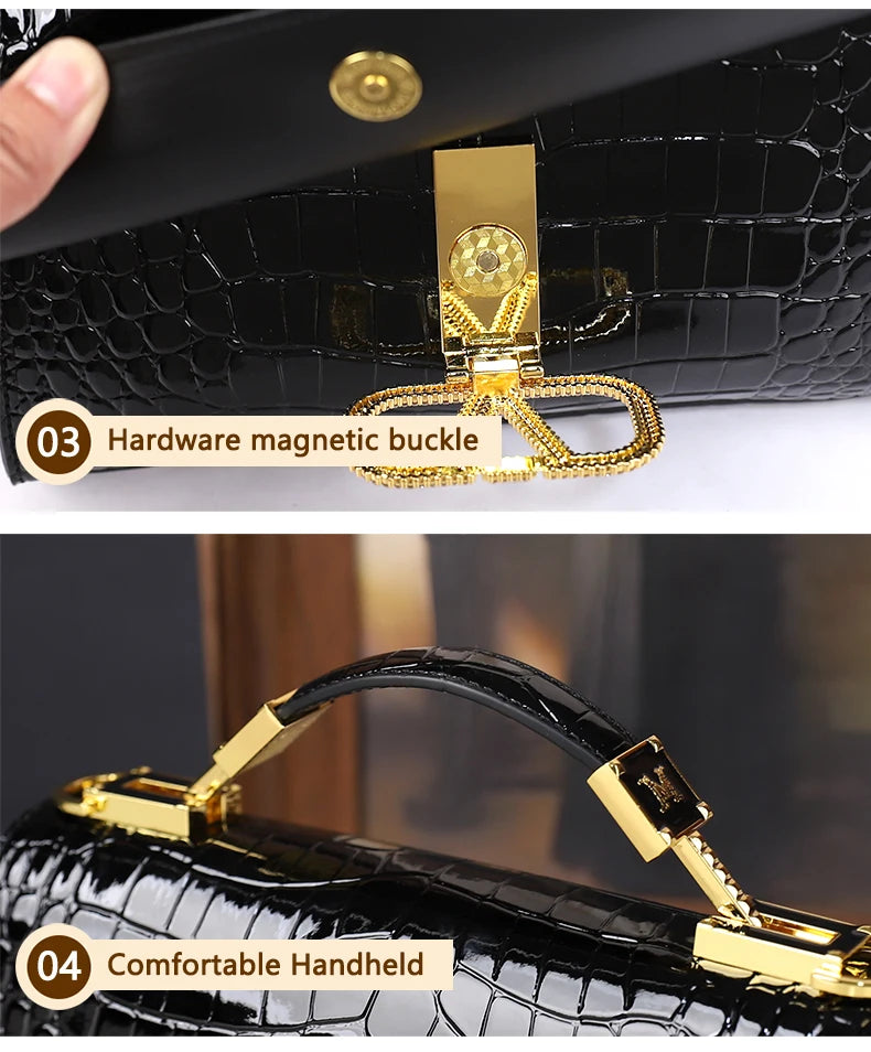 2025 New Fashion Crocodile Pattern Handbag High-End Sensation Unique Small Retro Shoulder Crossbody Bag Versatile Stylish Mini