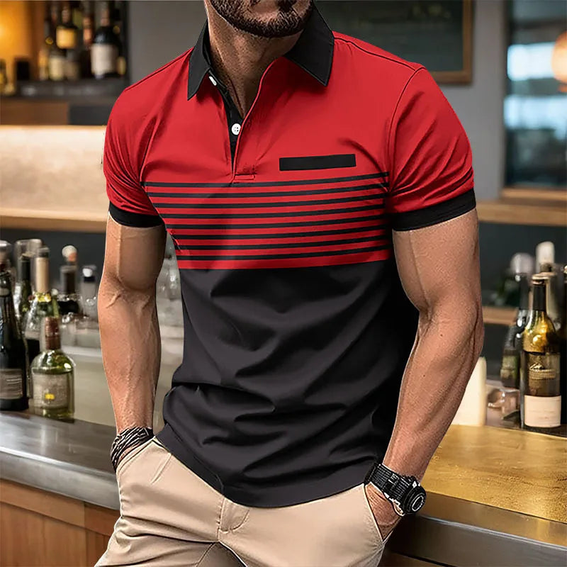 Summer Men's Short sleeved Polo Shirt Business Casual Collar T-shirt Plus Size Breathable Top European and American Plus size