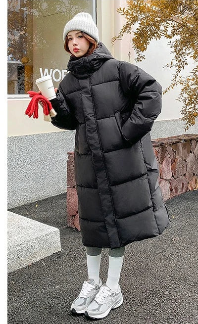 2025 Winter Women Jacket Coats Long Parkas Female Down Cotton Hooded Overcoat Thick Warm Jackets Windproof Casual Student Coat