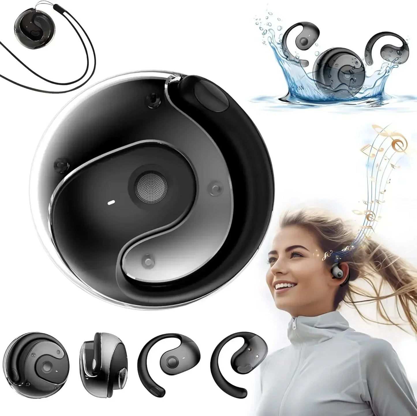 OWS Wireless Headphones Comfortable Ear Hook Touch Control Earbuds with Mic Wireless Bluetooth Headset for Phone Earphones Game