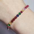 2024 New Arrival Colorful  Rose Gold Silver Color Tennis Bracelet Adjustable for Women Party Gift Jewelry Wholesale S7193