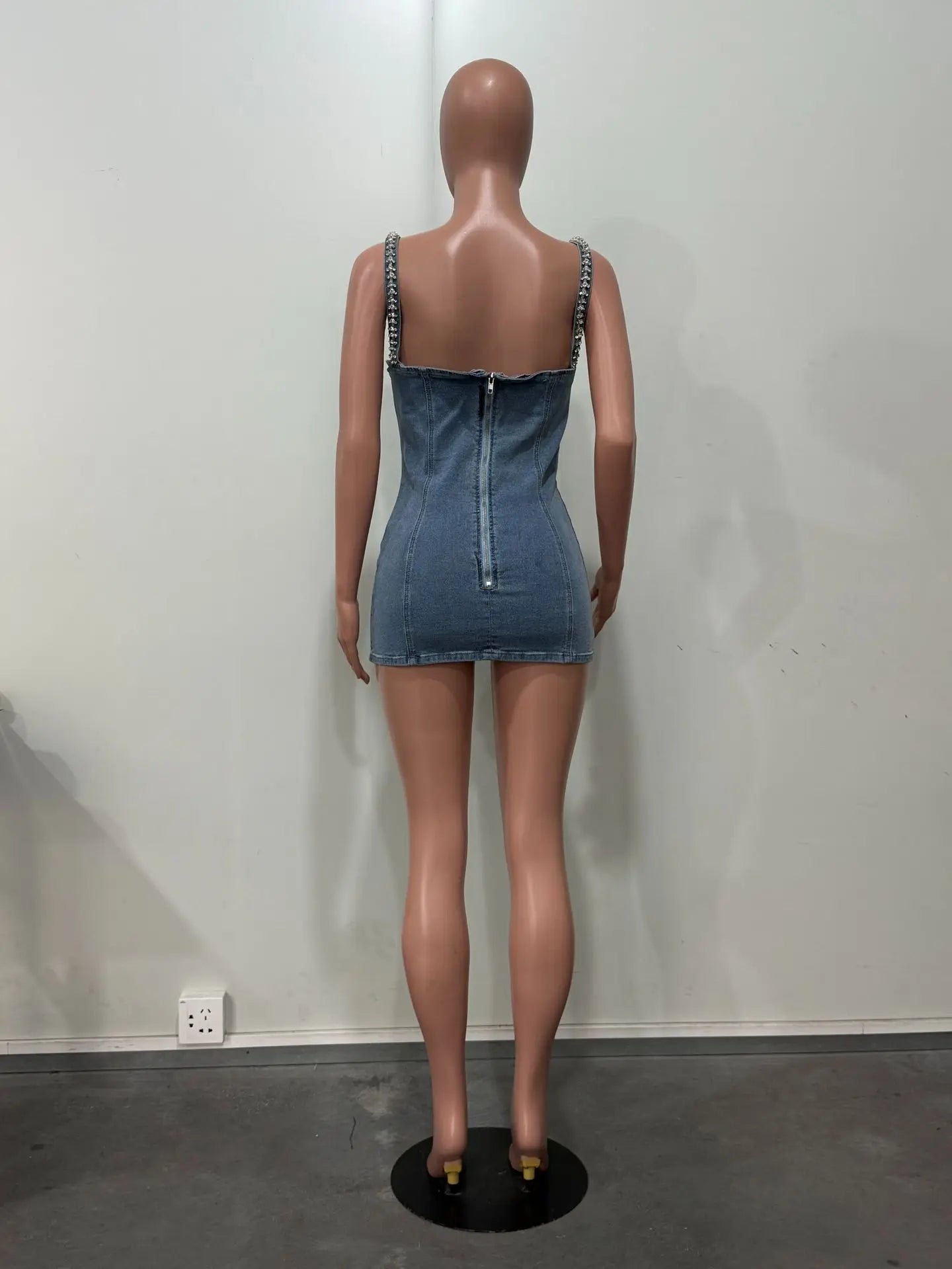 Camisole Dress Sexy Sleeveless Women Denim Dresses Solid Spliced Sheath Slim Washed Distressed 2025 Summer Wrap Buttocks