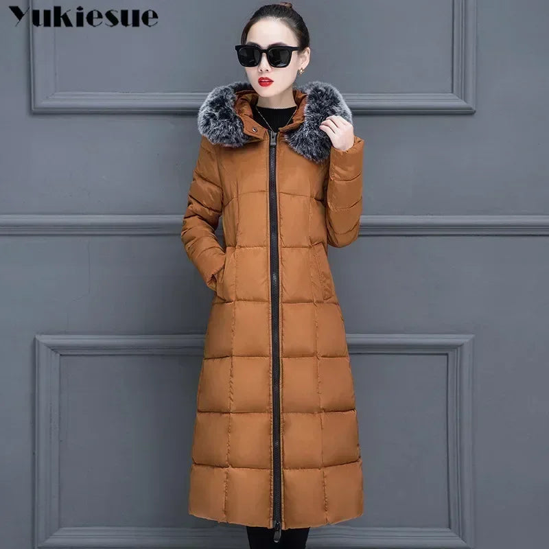 womens winter jackets and coats 2022 Parkas for women long Wadded Jackets female warm Outwear With a Hood  Faux Fur Collar