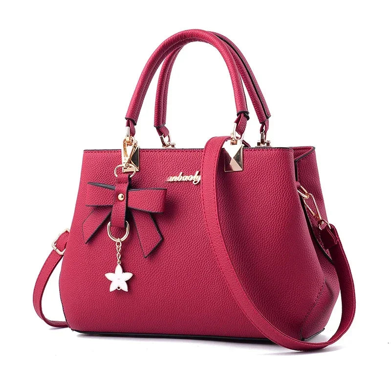 Women Messenger Bags With Flower Pendant Office Ladies Fashion Totes Pure Handbag For Female New Crossbody Shoulder Bags