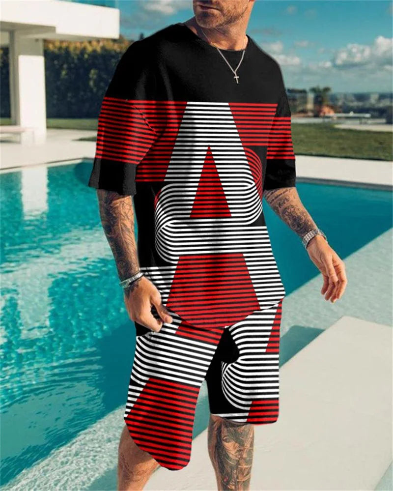 Summer Clothes For Men Vintage Tshirt Shorts 2 Pieces Set Men's Oversized Tracksuit Skull 3D Print Street Men Sets Short Outfits