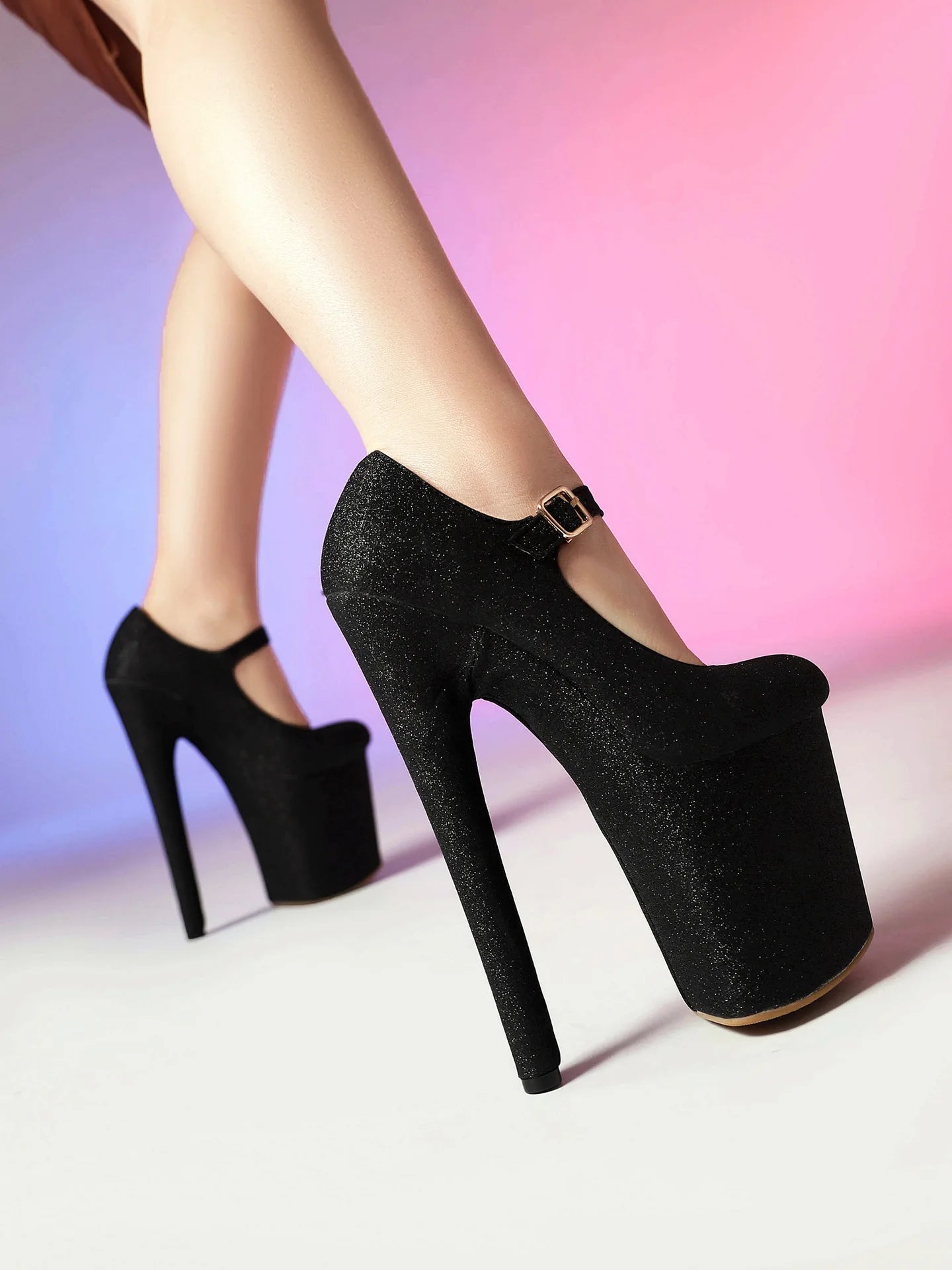 20CM/8Inch Super High Heels Buckle Strap Women Pumps Size 34-43 Fashion Platform Nightclub Stage Shoes Pole Dance Stripper Heels