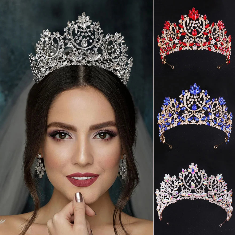 Baroque Luxury Crystal Rhinestone Tiaras and Crowns For Women Bride Vintage Prom Diadem Bridal Wedding Hair Accessories Jewelry