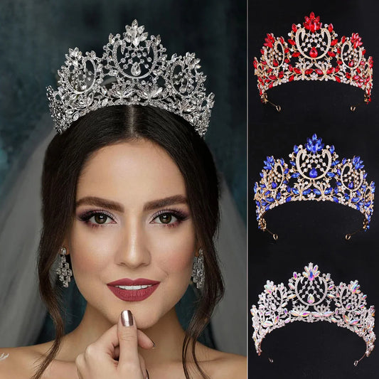 Baroque Luxury Crystal Rhinestone Tiaras and Crowns For Women Bride Vintage Prom Diadem Bridal Wedding Hair Accessories Jewelry