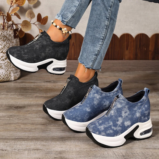 New 2025 Women Sneakers Anti-slip Platform Wedge Sneakers Women Slip on Casual Lady Vulcanized Shoes Women Zapatos De Mujer