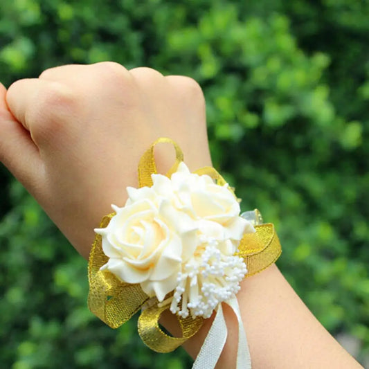 Rose Flowers Bridal Bridesmaid Wrist Corsage Wedding Party Ribbon Bracelet wedding decoration