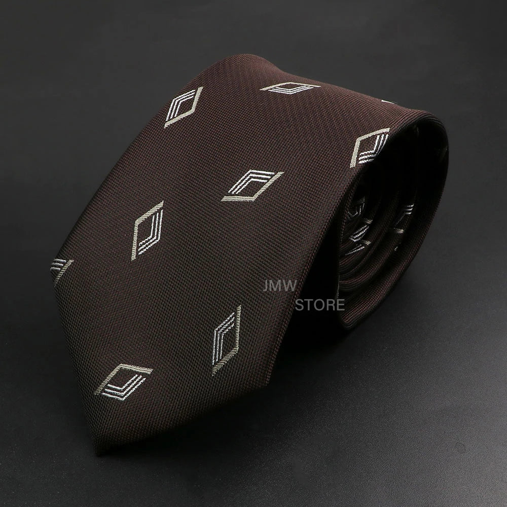 New Design Wedding Men Tie Brown Solid Striped Paisley Flower Neckties Men Business Dropshipping Groom Collar Accessories Gift