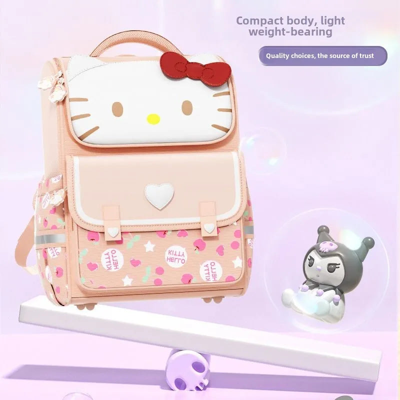 Cute Sanrio cartoon My Melody Kuromi Hello Kitty backpack Student large capacity spine protection and burden reduction backpack