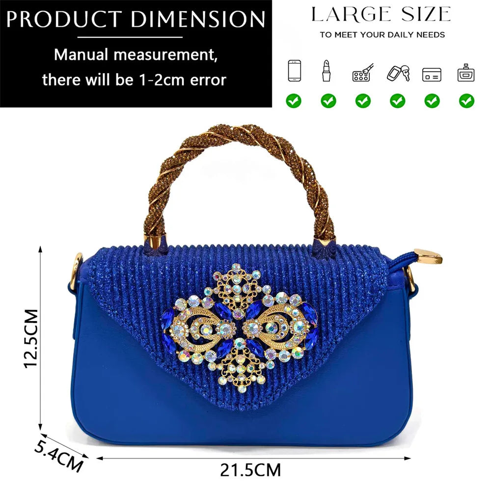 Italian 2024 Fashion Design Diamond Chain Full Diamond Bag And Pointed High Heels Noble And Generous Decoration Full Diamond