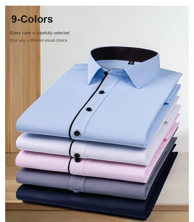 New Men's White Business Shirt Autumn Long Sleeve Leisure Plus Size Big 11XL 10XL 9XL Patchwork Black Yellow Social Dress Shirts