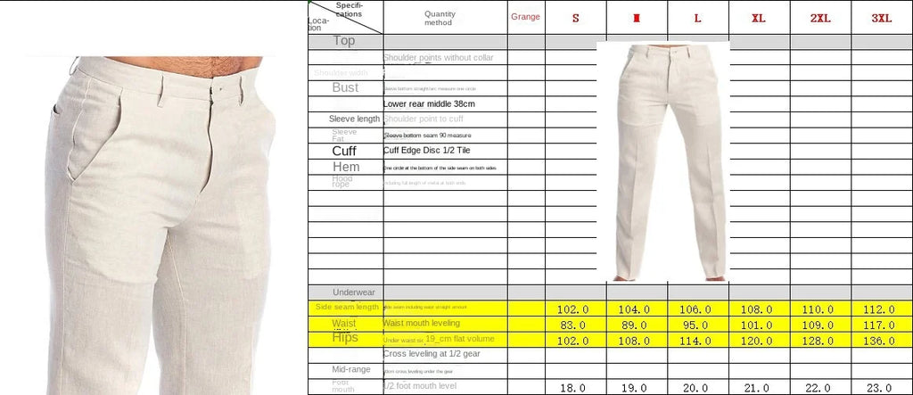 Men's Clothing Linen Casual Pants