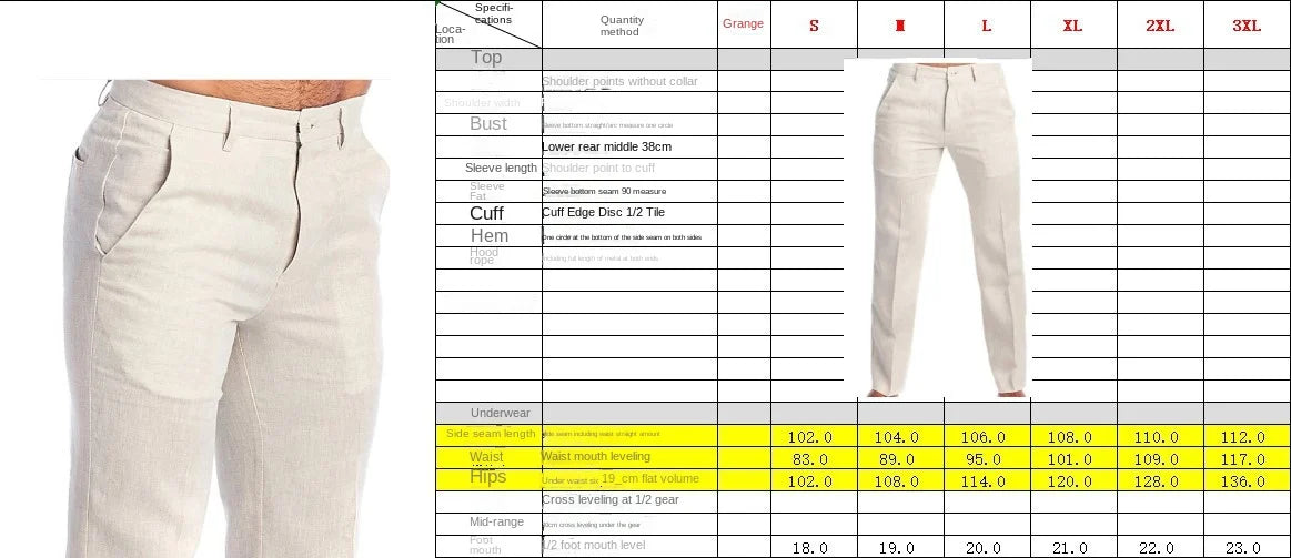 Men's Clothing Linen Casual Pants