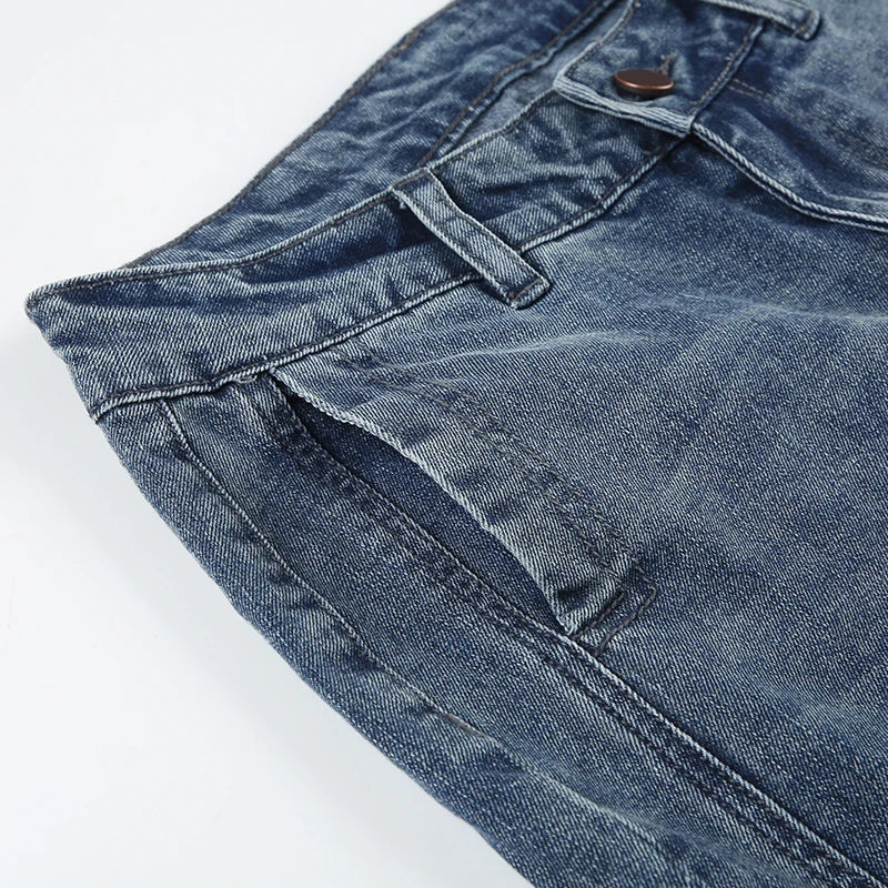 IAMSURE Y2K Casual Slim Pockets Jeans Flare Pants Basic Low Waisted Boot Cut Pants Women 2025 Spring Autumn Streetwear Ladies